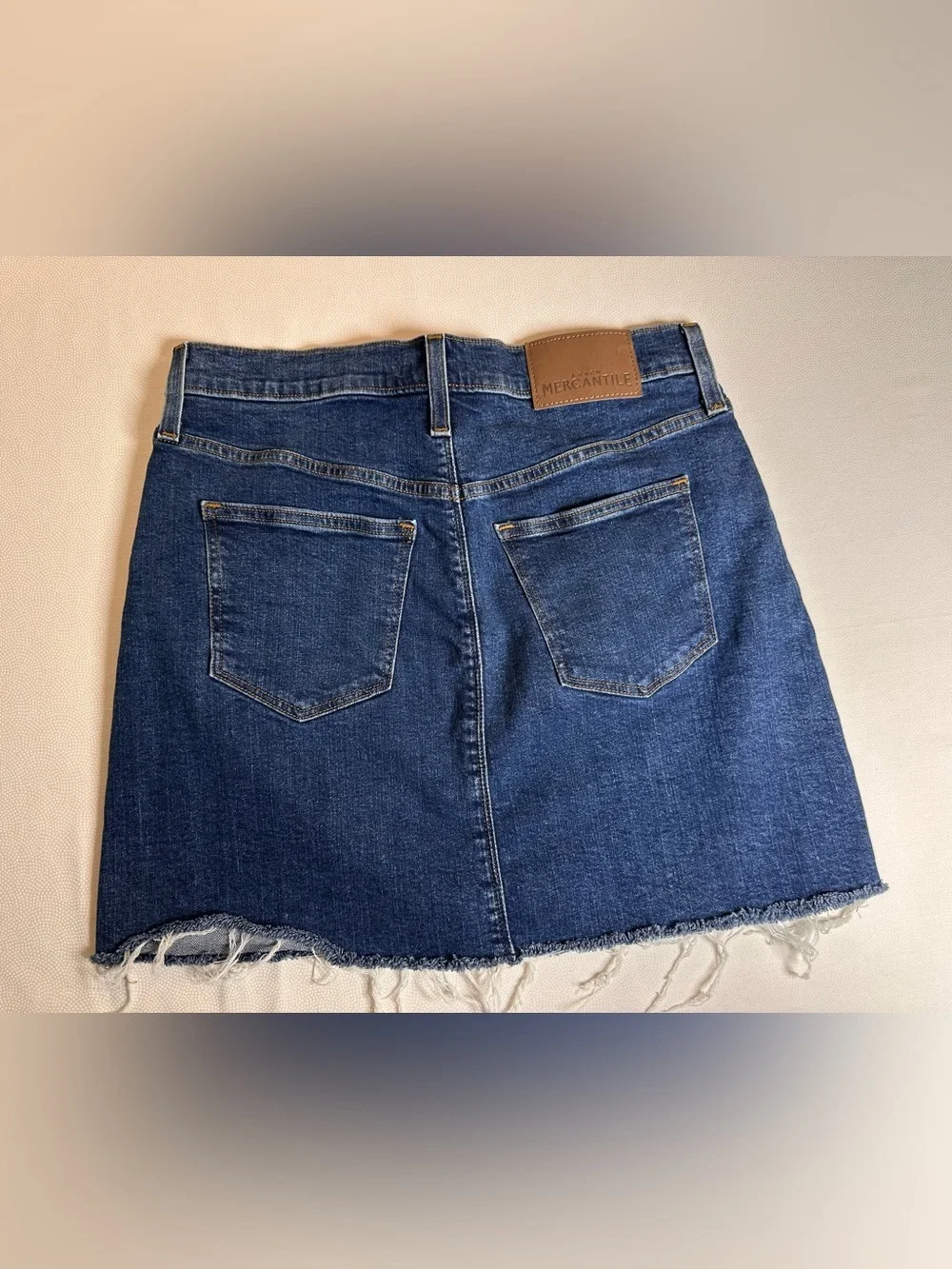 J.Crew Mercantile Denim Mini Skirt Womens 4 Blue Raw Hem Stretch Jean